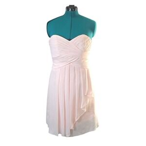 David's Bridal Pink Strapless‎ Chiffon Dress Party Cocktail Formal Size 6